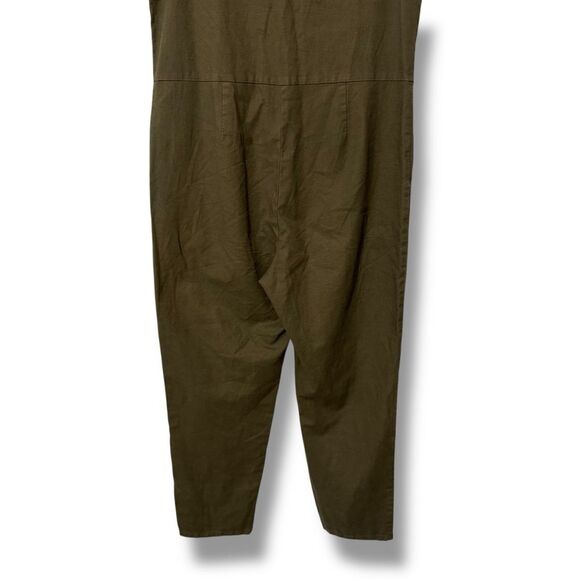Eileen Fisher Olive Green Cotton Hemp Stretch Jumpsuit Small Medium - Picture 6 of 12